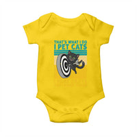 Funny Retro Sunset Cat Darts Baby Onesie I Pet Cats I Play Darts And I Know Things - Wonder Print Shop