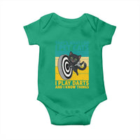 Funny Retro Sunset Cat Darts Baby Onesie I Pet Cats I Play Darts And I Know Things - Wonder Print Shop