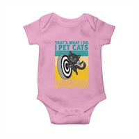 Funny Retro Sunset Cat Darts Baby Onesie I Pet Cats I Play Darts And I Know Things - Wonder Print Shop