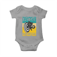 Funny Retro Sunset Cat Darts Baby Onesie I Pet Cats I Play Darts And I Know Things - Wonder Print Shop