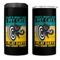 Funny Retro Sunset Cat Darts 4 in 1 Can Cooler Tumbler I Pet Cats I Play Darts And I Know Things - Wonder Print Shop