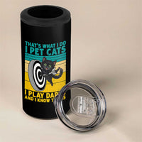 Funny Retro Sunset Cat Darts 4 in 1 Can Cooler Tumbler I Pet Cats I Play Darts And I Know Things - Wonder Print Shop