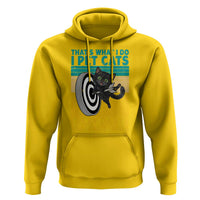 Funny Retro Sunset Cat Darts Hoodie I Pet Cats I Play Darts And I Know Things - Wonder Print Shop
