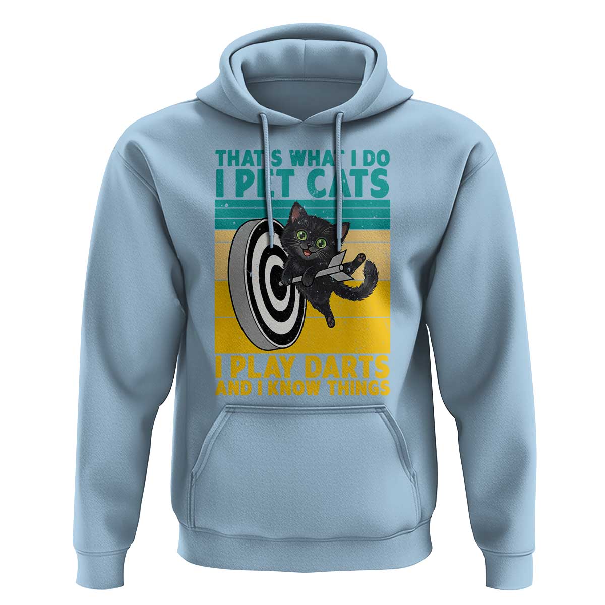 Funny Retro Sunset Cat Darts Hoodie I Pet Cats I Play Darts And I Know Things - Wonder Print Shop