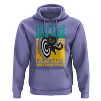 Funny Retro Sunset Cat Darts Hoodie I Pet Cats I Play Darts And I Know Things - Wonder Print Shop