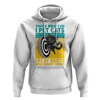 Funny Retro Sunset Cat Darts Hoodie I Pet Cats I Play Darts And I Know Things - Wonder Print Shop