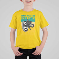Funny Retro Sunset Cat Darts T Shirt For Kid I Pet Cats I Play Darts And I Know Things - Wonder Print Shop