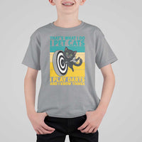 Funny Retro Sunset Cat Darts T Shirt For Kid I Pet Cats I Play Darts And I Know Things - Wonder Print Shop