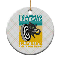 Funny Retro Sunset Cat Darts Ceramic Ornament I Pet Cats I Play Darts And I Know Things - Wonder Print Shop