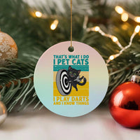 Funny Retro Sunset Cat Darts Ceramic Ornament I Pet Cats I Play Darts And I Know Things - Wonder Print Shop