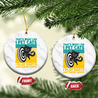 Funny Retro Sunset Cat Darts Ceramic Ornament I Pet Cats I Play Darts And I Know Things - Wonder Print Shop