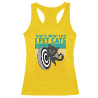 Funny Retro Sunset Cat Darts Racerback Tank Top I Pet Cats I Play Darts And I Know Things - Wonder Print Shop