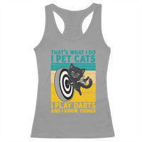 Funny Retro Sunset Cat Darts Racerback Tank Top I Pet Cats I Play Darts And I Know Things - Wonder Print Shop
