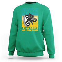 Funny Retro Sunset Cat Darts Sweatshirt I Pet Cats I Play Darts And I Know Things - Wonder Print Shop