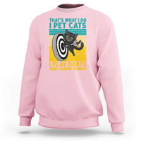 Funny Retro Sunset Cat Darts Sweatshirt I Pet Cats I Play Darts And I Know Things - Wonder Print Shop