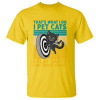 Funny Retro Sunset Cat Darts T Shirt I Pet Cats I Play Darts And I Know Things - Wonder Print Shop