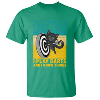 Funny Retro Sunset Cat Darts T Shirt I Pet Cats I Play Darts And I Know Things - Wonder Print Shop