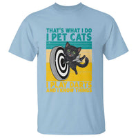 Funny Retro Sunset Cat Darts T Shirt I Pet Cats I Play Darts And I Know Things - Wonder Print Shop