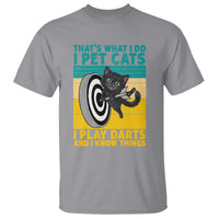 Funny Retro Sunset Cat Darts T Shirt I Pet Cats I Play Darts And I Know Things - Wonder Print Shop