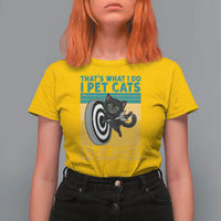 Funny Retro Sunset Cat Darts T Shirt For Women I Pet Cats I Play Darts And I Know Things - Wonder Print Shop