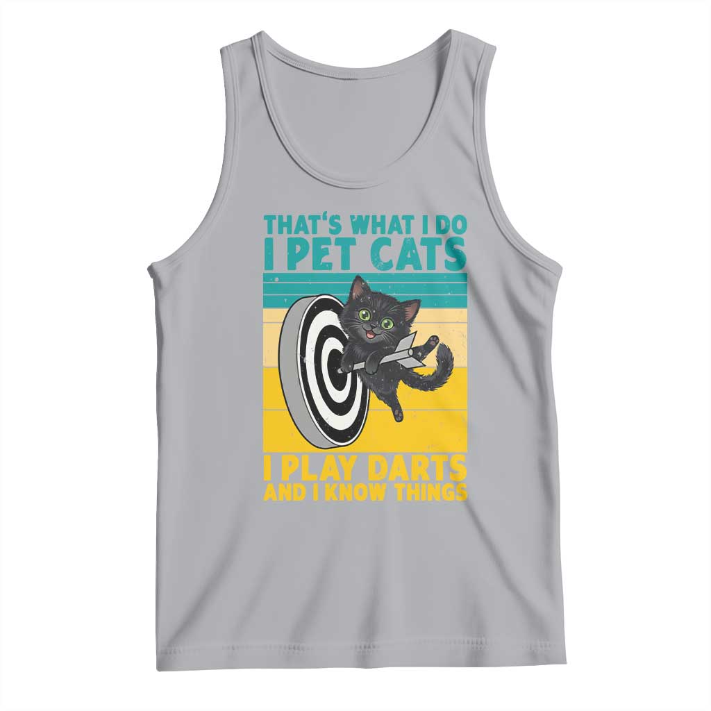 Funny Retro Sunset Cat Darts Tank Top I Pet Cats I Play Darts And I Know Things - Wonder Print Shop