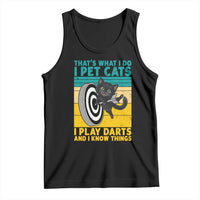 Funny Retro Sunset Cat Darts Tank Top I Pet Cats I Play Darts And I Know Things - Wonder Print Shop