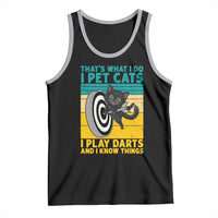 Funny Retro Sunset Cat Darts Tank Top I Pet Cats I Play Darts And I Know Things - Wonder Print Shop