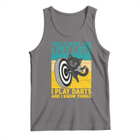 Funny Retro Sunset Cat Darts Tank Top I Pet Cats I Play Darts And I Know Things - Wonder Print Shop