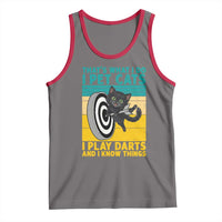 Funny Retro Sunset Cat Darts Tank Top I Pet Cats I Play Darts And I Know Things - Wonder Print Shop