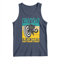 Funny Retro Sunset Cat Darts Tank Top I Pet Cats I Play Darts And I Know Things - Wonder Print Shop