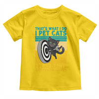 Funny Retro Sunset Cat Darts Toddler T Shirt I Pet Cats I Play Darts And I Know Things - Wonder Print Shop