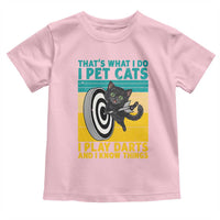 Funny Retro Sunset Cat Darts Toddler T Shirt I Pet Cats I Play Darts And I Know Things - Wonder Print Shop