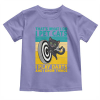 Funny Retro Sunset Cat Darts Toddler T Shirt I Pet Cats I Play Darts And I Know Things - Wonder Print Shop