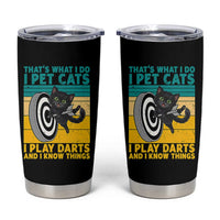 Funny Retro Sunset Cat Darts Tumbler Cup I Pet Cats I Play Darts And I Know Things - Wonder Print Shop