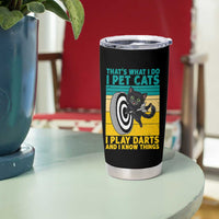 Funny Retro Sunset Cat Darts Tumbler Cup I Pet Cats I Play Darts And I Know Things - Wonder Print Shop