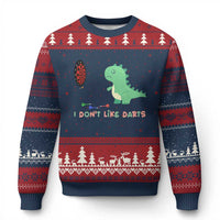 Funny Dinosaur Dartist Player Gift Ugly Christmas Sweater I Do Not Like Darts - Wonder Print Shop