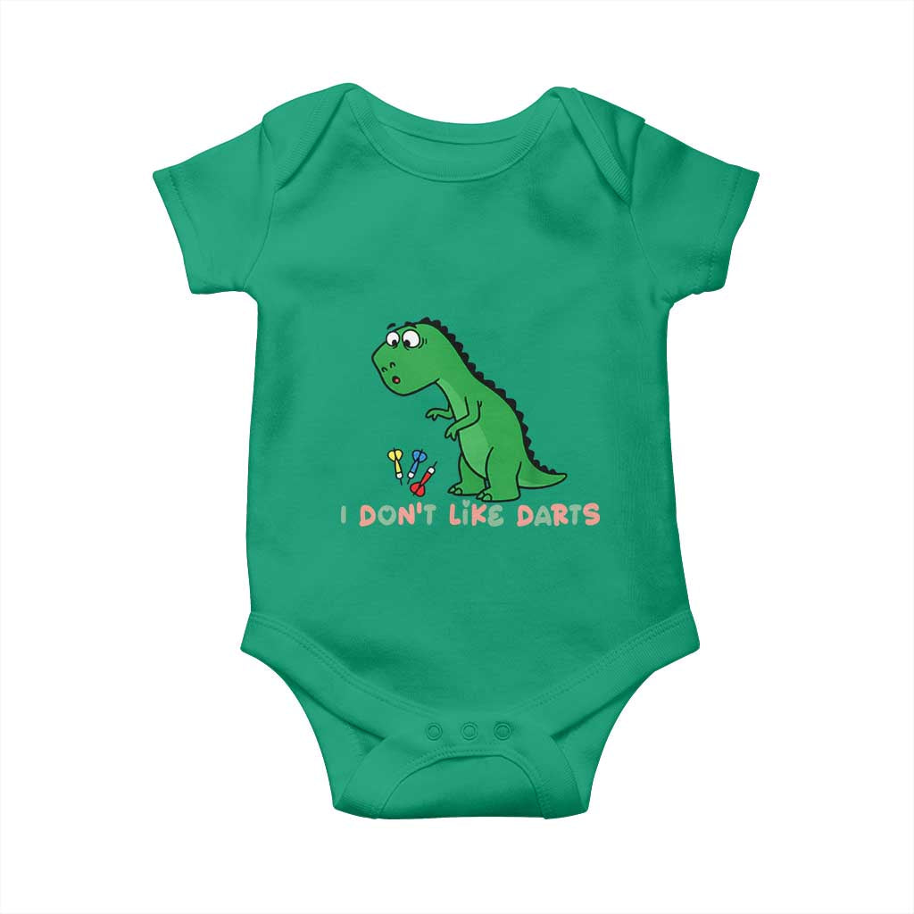 Funny Dinosaur Short Arms Problem Baby Onesie I Do Not Like Darts - Wonder Print Shop