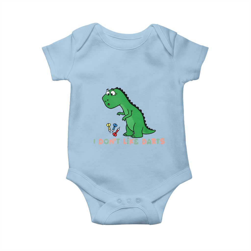 Funny Dinosaur Short Arms Problem Baby Onesie I Do Not Like Darts - Wonder Print Shop