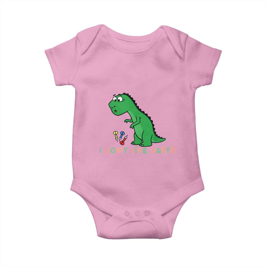 Funny Dinosaur Short Arms Problem Baby Onesie I Do Not Like Darts - Wonder Print Shop