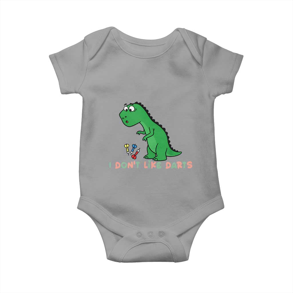Funny Dinosaur Short Arms Problem Baby Onesie I Do Not Like Darts - Wonder Print Shop