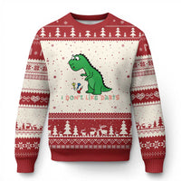 Funny Dinosaur Short Arms Problem Ugly Christmas Sweater I Do Not Like Darts - Wonder Print Shop