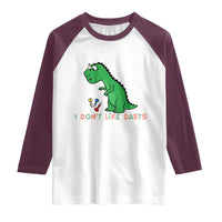 Funny Dinosaur Short Arms Problem Raglan Shirt I Do Not Like Darts - Wonder Print Shop