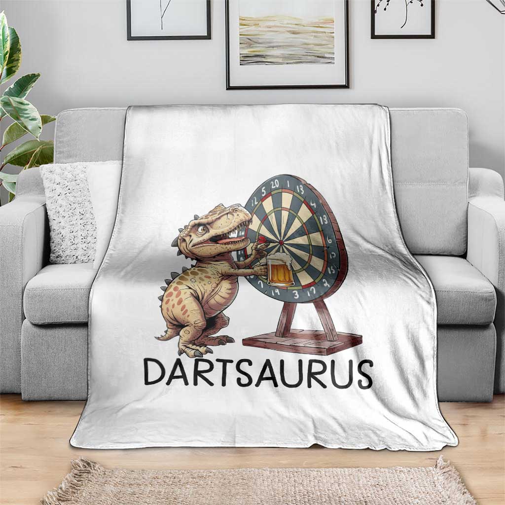 Dartsaurus Throw Blanket Funny Dinosaur Dart Player Gift - Wonder Print Shop