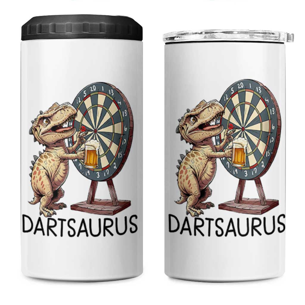 Dartsaurus 4 in 1 Can Cooler Tumbler Funny Dinosaur Dart Player Gift - Wonder Print Shop
