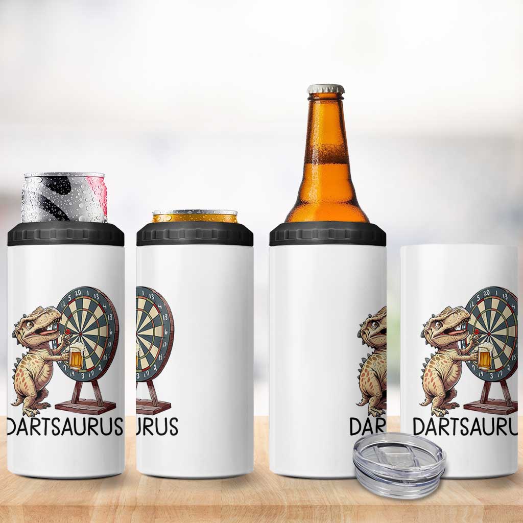 Dartsaurus 4 in 1 Can Cooler Tumbler Funny Dinosaur Dart Player Gift - Wonder Print Shop