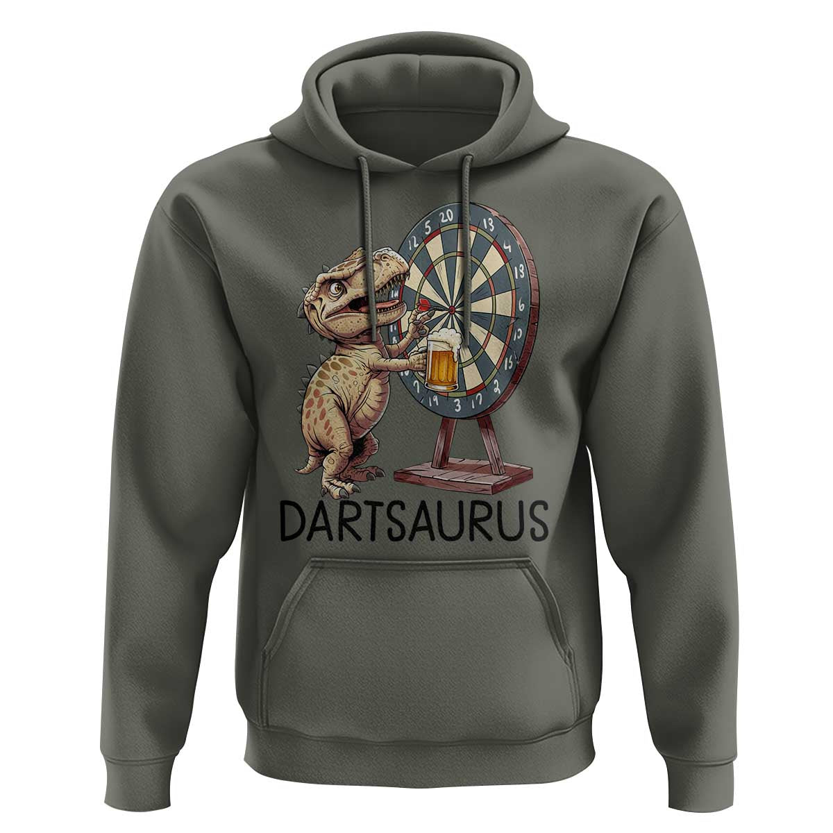 Dartsaurus Hoodie Funny Dinosaur Dart Player Gift - Wonder Print Shop
