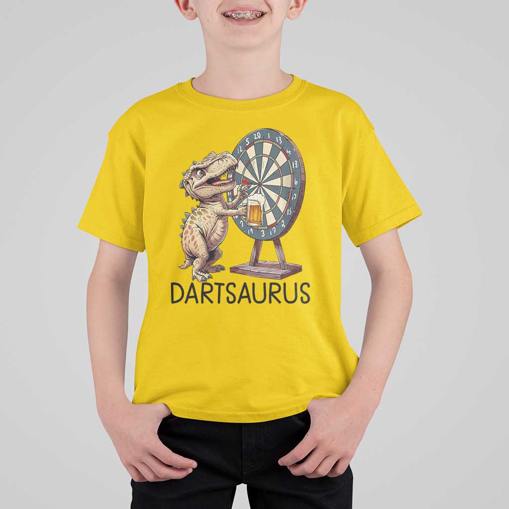 Dartsaurus T Shirt For Kid Funny Dinosaur Dart Player Gift - Wonder Print Shop