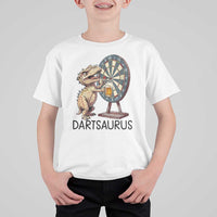 Dartsaurus T Shirt For Kid Funny Dinosaur Dart Player Gift - Wonder Print Shop