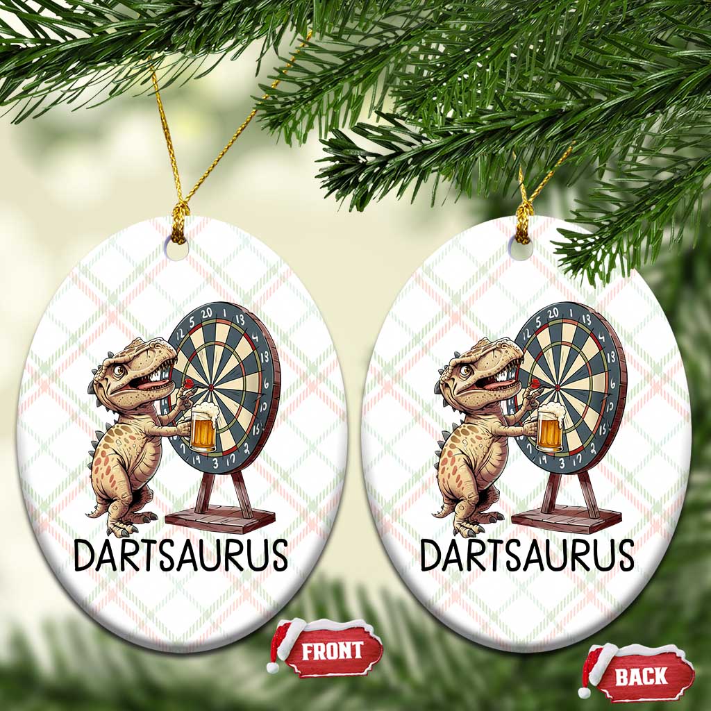 Dartsaurus Ceramic Ornament Funny Dinosaur Dart Player Gift - Wonder Print Shop