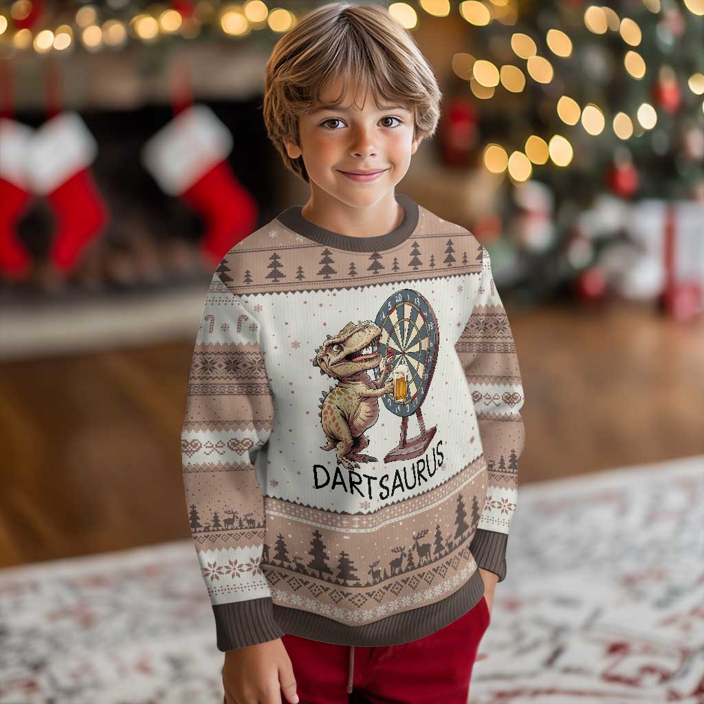 Dartsaurus Ugly Christmas Sweater Funny Dinosaur Dart Player Gift - Wonder Print Shop